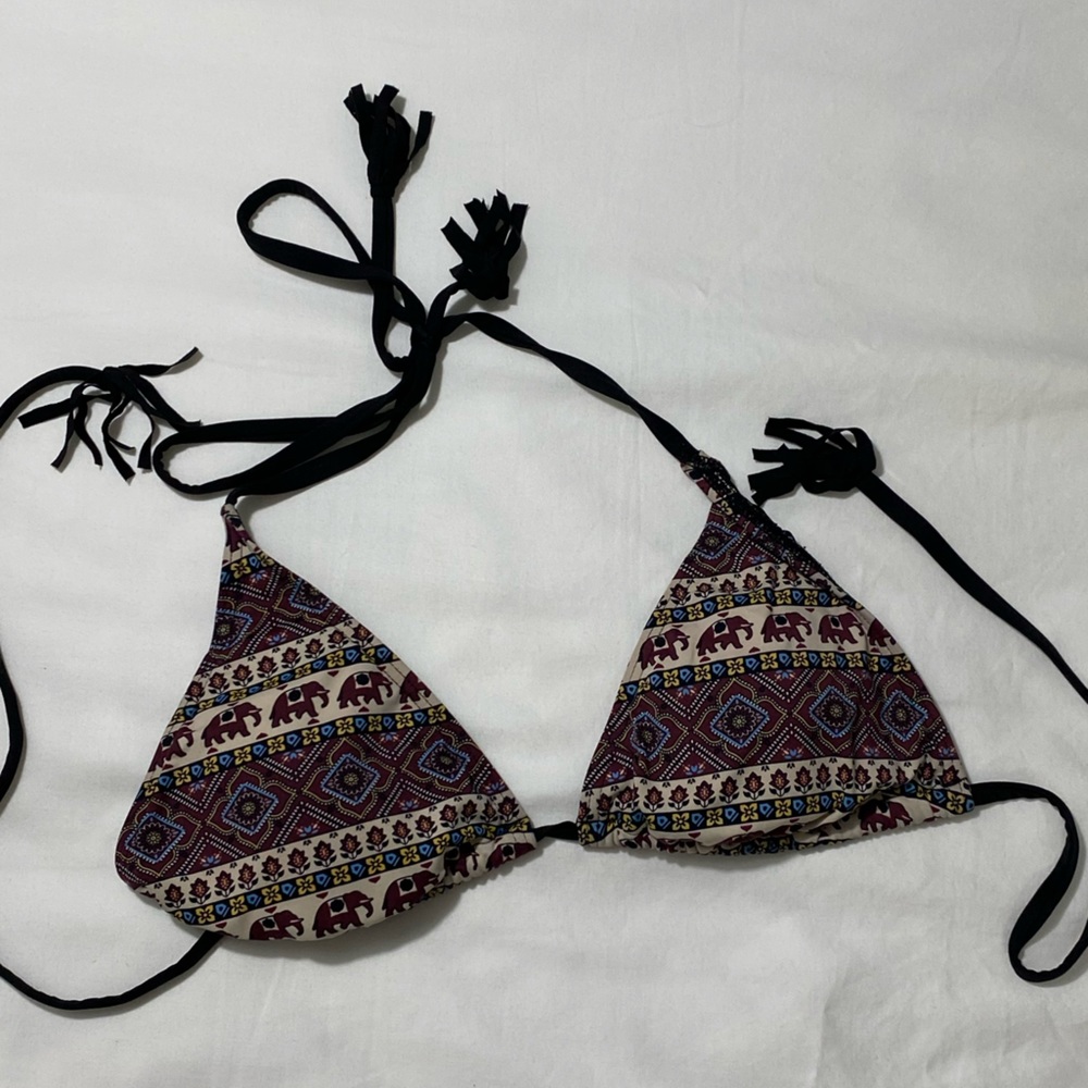 Elephant Print Bikini Top Size Small